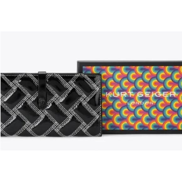 Handbags - Kurt Geiger NWT Soft Drench Wallet Black & White Hematite Eagle Snap Closure
